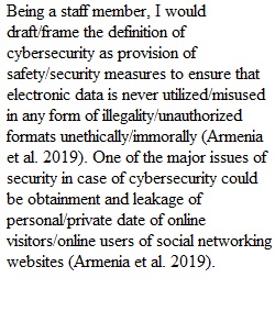 Module 1 Discussion 1 Defining Cybersecurity